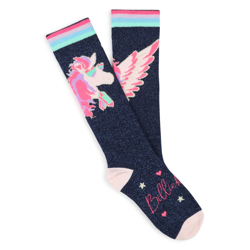 bonnet-pompom-chaussette_licorn-indigo-billieblush-U20592-boutique_billie_le_kid_1 BILLIEBLUSH HIGH SOCKS UNICORN - Image 1