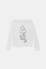 GUESS VISCOSE T-SHIRT ΜΠΛΟΥΖΑ ΜΑΚΡΥΜΑΝΙΚΟ