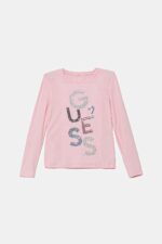 GUESS VISCOSE T-SHIRT ΜΠΛΟΥΖΑ ΜΑΚΡΥΜΑΝΙΚΟ