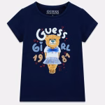 GUESS T-SHIRT SS TEDDY GIRL ΜΠΛΟΥΖΑ ΣΚΟΥΡΟ ΜΠΛΕ