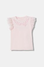 GUESS T-SHIRT SS FRILL ΤΟΥΛΙΝΟ ΒΟΛΑΝ ΜΠΛΟΥΖΑ ΡΟΖ