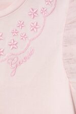 GUESS T-SHIRT SS FRILL ΤΟΥΛΙΝΟ ΒΟΛΑΝ ΜΠΛΟΥΖΑ ΡΟΖ - Image 3