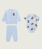 GUESS BABY SET ΖΑΚΕΤΑ, ΠΑΤΕΛΟΝΙ & ΚΟΡΜΑΚΙ ΓΑΛΑΖΙΟ