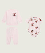 GUESS BABY SET ΖΑΚΕΤΑ, ΠΑΤΕΛΟΝΙ & ΚΟΡΜΑΚΙ ΡΟΖ