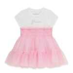GUESS DRESS MIXED FABRIC ΦΟΡΕΜΑ ΡΟΖ
