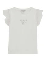 GUESS RIB T-SHIRT W/MESH ΜΠΛΟΥΖΑ ΛΕΥΚΟ
