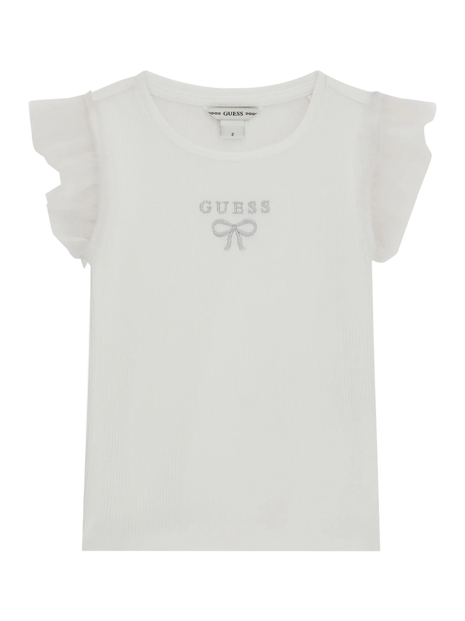 guess-t-shirt-k6ri12-kcu20-leuko-regular-fit-0000305714732 GUESS RIB T-SHIRT W/MESH ΜΠΛΟΥΖΑ ΛΕΥΚΟ - Image 1