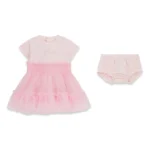 GUESS BABY SET DRESS MIXED FABRIC ΦΟΡΕΜΑ ΡΟΖ