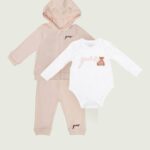 GUESS BABY SET PINK ΠΑΝΤΕΛΟΝΙ, ΖΑΚΈΤΑ & ΚΟΡΜΑΚΙ