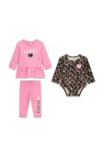 GUESS BABY SET PINK ΦΟΥΤΕΡ, ΚΟΡΜΑΚΙ & ΚΟΛΑΝ