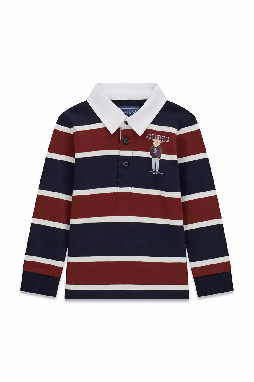 AW26-POBZZM-59X_F1 GUESS LS POLO HEAVY JERSY NAVY ΜΠΛΟΥΖΑ - Image 1