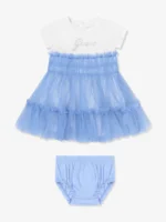 GUESS BABY SET DRESS MIXED FABRIC ΦΟΡΕΜΑ ΜΠΛΕ
