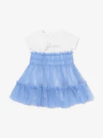 GUESS BABY SET DRESS MIXED FABRIC ΦΟΡΕΜΑ ΜΠΛΕ - Image 3