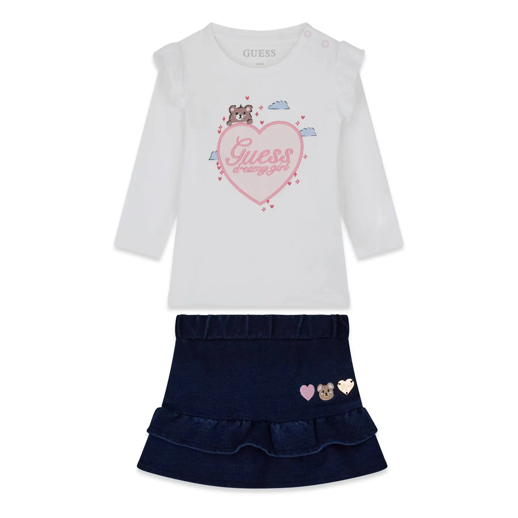 guess-a6yg15-k3972-g011-pure-white-1 GUESS BABY SET DREAM GIRL ΜΠΛΟΥΖΑ & DENIM ΦΟΥΣΤΑ - Image 1