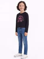 GUESS LS MIDI T-SHIRT LOGO BLACK ΜΠΛΟΥΖΑ - Image 4