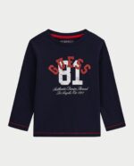 GUESS LS REGULAR T-SHIRT LOGO NAVY ΜΠΛΟΥΖΑ