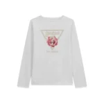 GUESS LS LOGO T-SHIRT ROSE WHITE ΜΠΛΟΥΖΑ