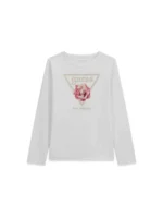 GUESS LS LOGO T-SHIRT ROSE WHITE ΜΠΛΟΥΖΑ
