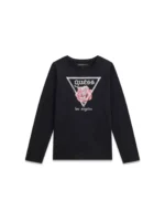 GUESS LS LOGO T-SHIRT ROSE BLACK ΜΠΛΟΥΖΑ