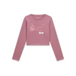 GUESS SLIM LS FIT T-SHIRT LOGO PINK ΜΠΛΟΥΖΑ