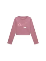 GUESS SLIM LS FIT T-SHIRT LOGO PINK ΜΠΛΟΥΖΑ