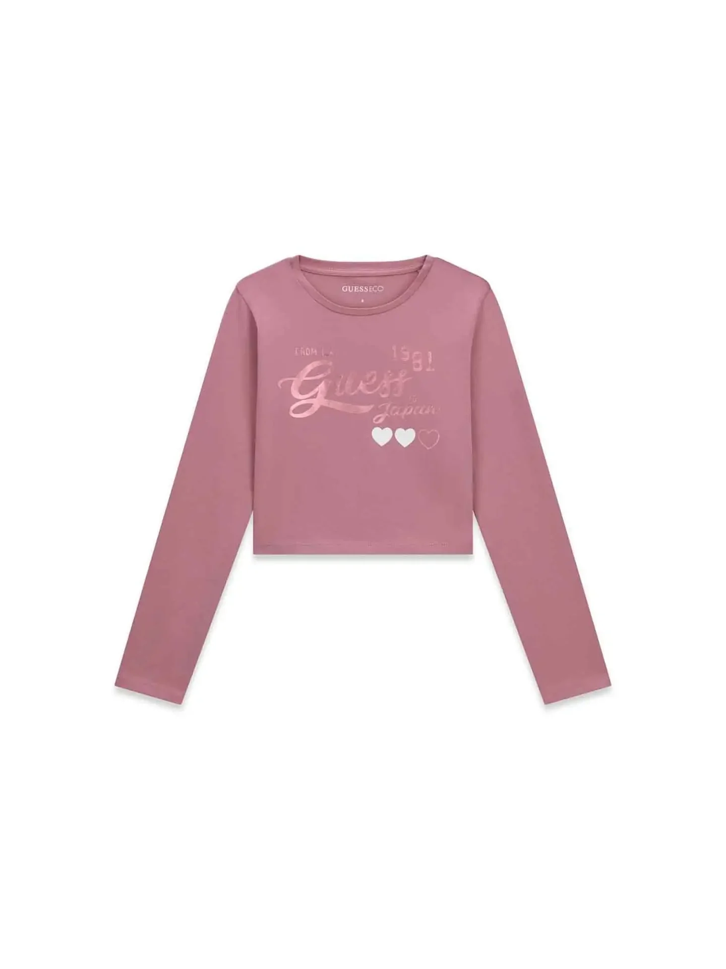 1_2026_6522_J6YI35K3774_rosa_1 GUESS SLIM LS FIT T-SHIRT LOGO PINK ΜΠΛΟΥΖΑ - Image 1