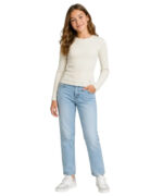 GUESS LS T-SHIRT VISCOSE RIB WHITE ΜΠΛΟΥΖΑ - Image 3