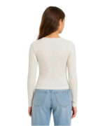 GUESS LS T-SHIRT VISCOSE RIB WHITE ΜΠΛΟΥΖΑ - Image 4