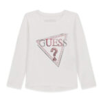 GUESS LS T-SHIRT LOGO SEQUINS WHITE ΜΠΛΟΥΖΑ