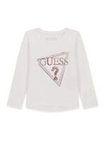 GUESS LS T-SHIRT LOGO SEQUINS WHITE ΜΠΛΟΥΖΑ