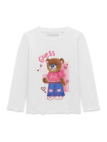 GUESS BEAR LS T-SHIRT WHITE ΜΠΛΟΥΖΑ