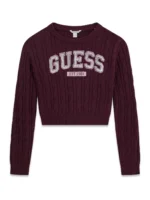 GUESS LS CROP SWEATER RED ΠΟΥΛΟΒΕΡ
