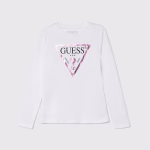 GUESS LS T-SHIRT LOGO WHITE ΜΠΛΟΥΖΑ