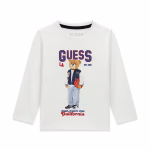 GUESS BEAR LS T-SHIRT WHITE ΜΠΛΟΥΖΑ