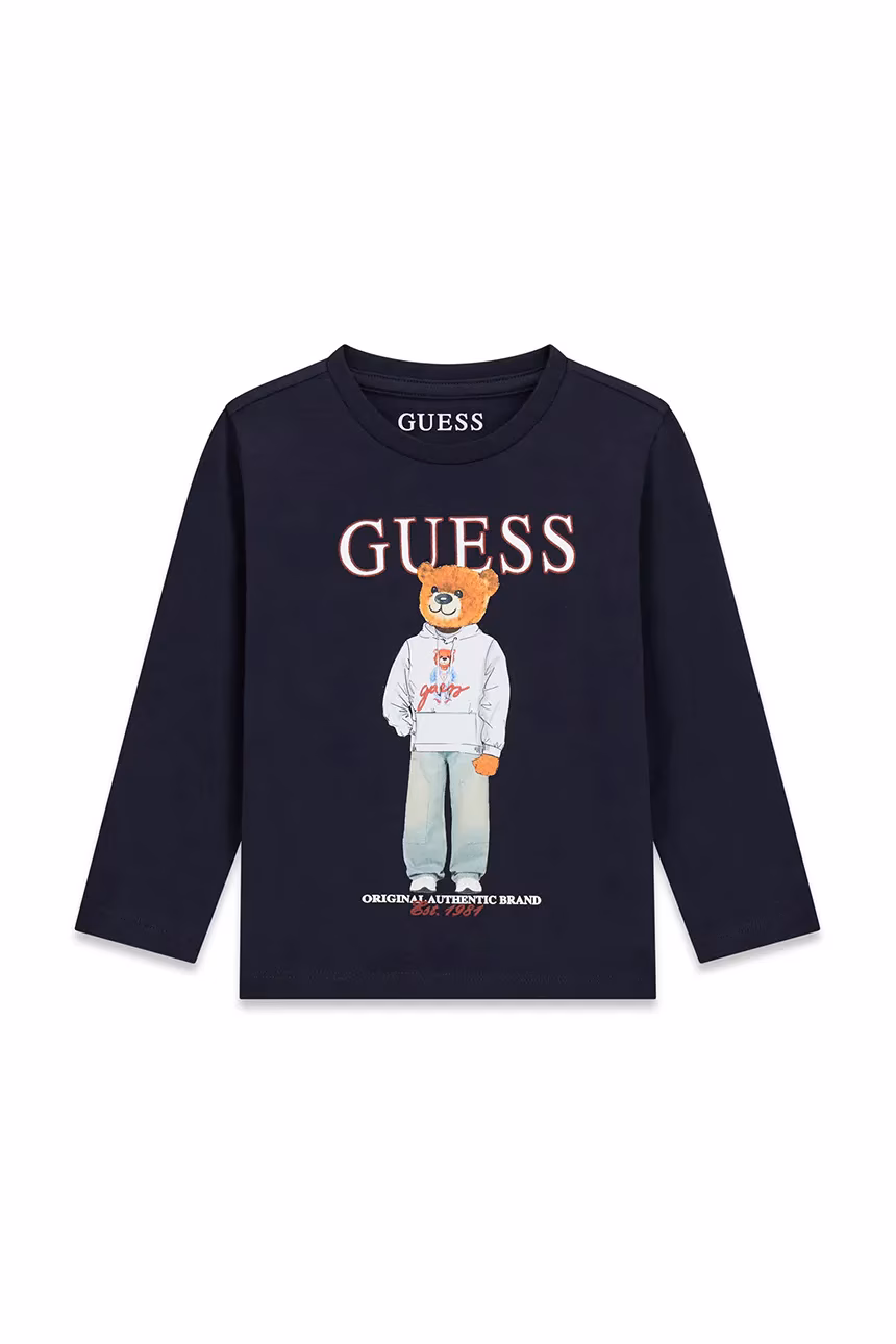 AW26-BUBZZO-59X_F1 GUESS BEAR LS T-SHIRT NAVY ΜΠΛΟΥΖΑ - Image 1
