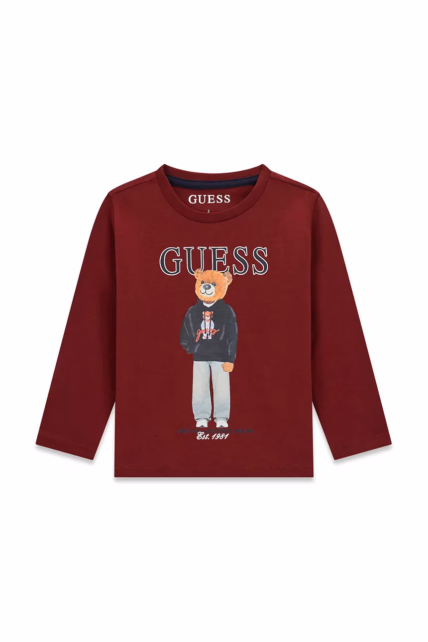 AW26-BUBZZO-83X_F1 GUESS BEAR LS T-SHIRT RED ΜΠΛΟΥΖΑ - Image 1