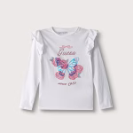 GUESS LS T-SHIRT RUFFLES BUTTERFLY WHITE ΜΠΛΟΥΖΑ