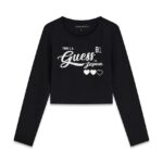 GUESS SLIM LS FIT T-SHIRT LOGO BLACK ΜΠΛΟΥΖΑ