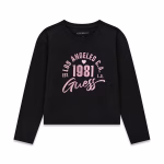 GUESS LS MIDI T-SHIRT LOGO BLACK ΜΠΛΟΥΖΑ