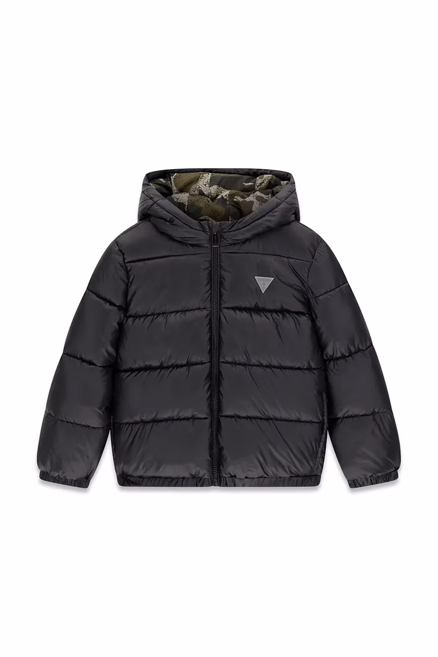 GUESS HOODED PUFFER BLACK ΚΑΠΙΤΟΝΕ ΜΠΟΥΦΑΝ