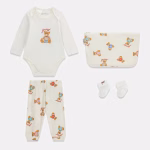 GUESS BABY SET LS BEIGE ΠΑΝΤΕΛΟΝΙ, ΚΟΡΜΑΚΙ, ΝΕΣΕΣΕΡ & ΚΑΛΤΣΕΣ
