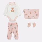 GUESS BABY SET LS PINK ΠΑΝΤΕΛΟΝΙ, ΚΟΡΜΑΚΙ, ΝΕΣΕΣΕΡ & ΚΑΛΤΣΕΣ