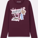 GUESS LS T-SHIRT LOGO CLOTHES RED ΜΠΛΟΥΖΑ