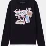 GUESS LS T-SHIRT LOGO CLOTHES BLACK ΜΠΛΟΥΖΑ