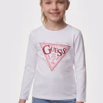 GUESS LS T-SHIRT LOGO WHITE ΜΠΛΟΥΖΑ