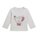 GUESS LS T-SHIRT LOGO WHITE ΜΠΛΟΥΖΑ