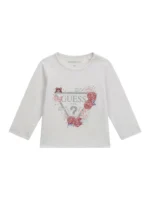 GUESS LS T-SHIRT LOGO WHITE ΜΠΛΟΥΖΑ