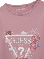 GUESS LS T-SHIRT LOGO PINK ΜΠΛΟΥΖΑ - Image 3