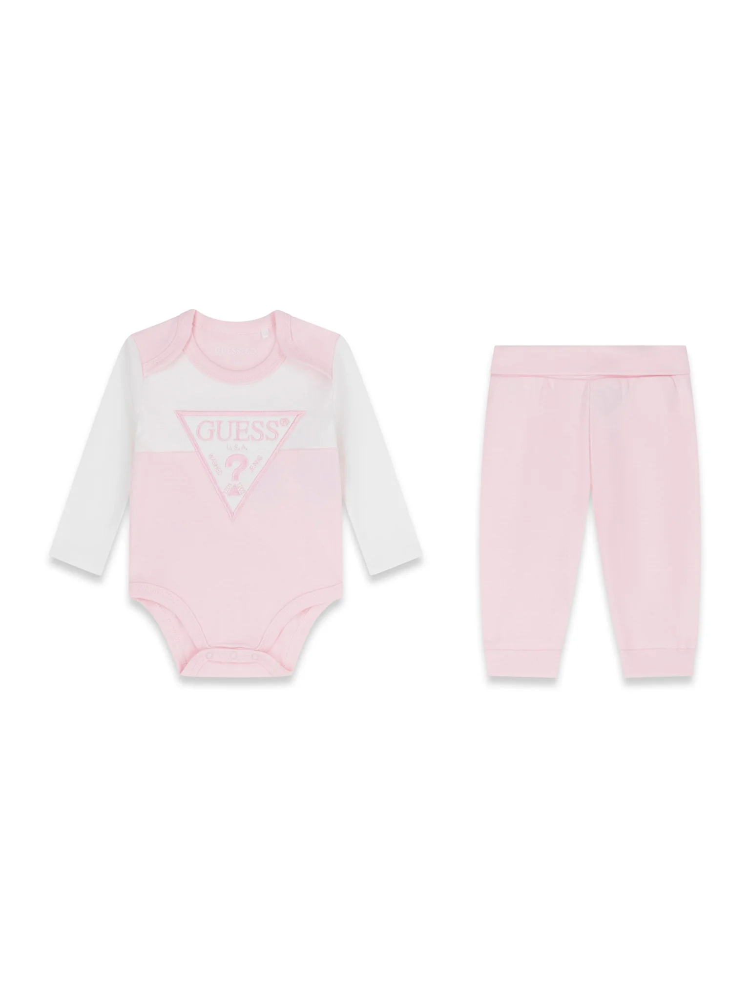 guess-set-kormaki-kai-panteloni-h6yg04-4k4125-anoikhto-roz-0000306139978 GUESS BABY SET LOGO PINK ΠΑΝΤΕΛΟΝΙ & ΚΟΡΜΑΚΙ - Image 1