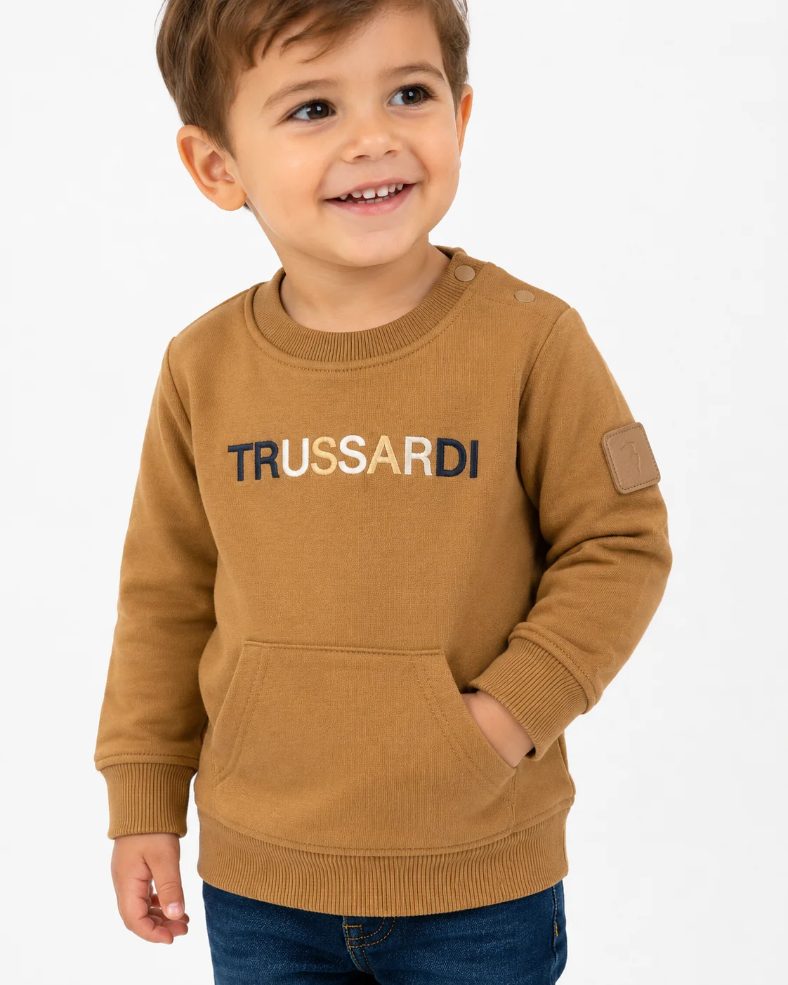 GShA2r24UWu9JSLLtrussardi-kids-felpa-marrone-logo-bambino-a TRUSSARDI BABY LS SWEATSHIRT FELPA BROWN ΦΟΥΤΕΡ - Image 1
